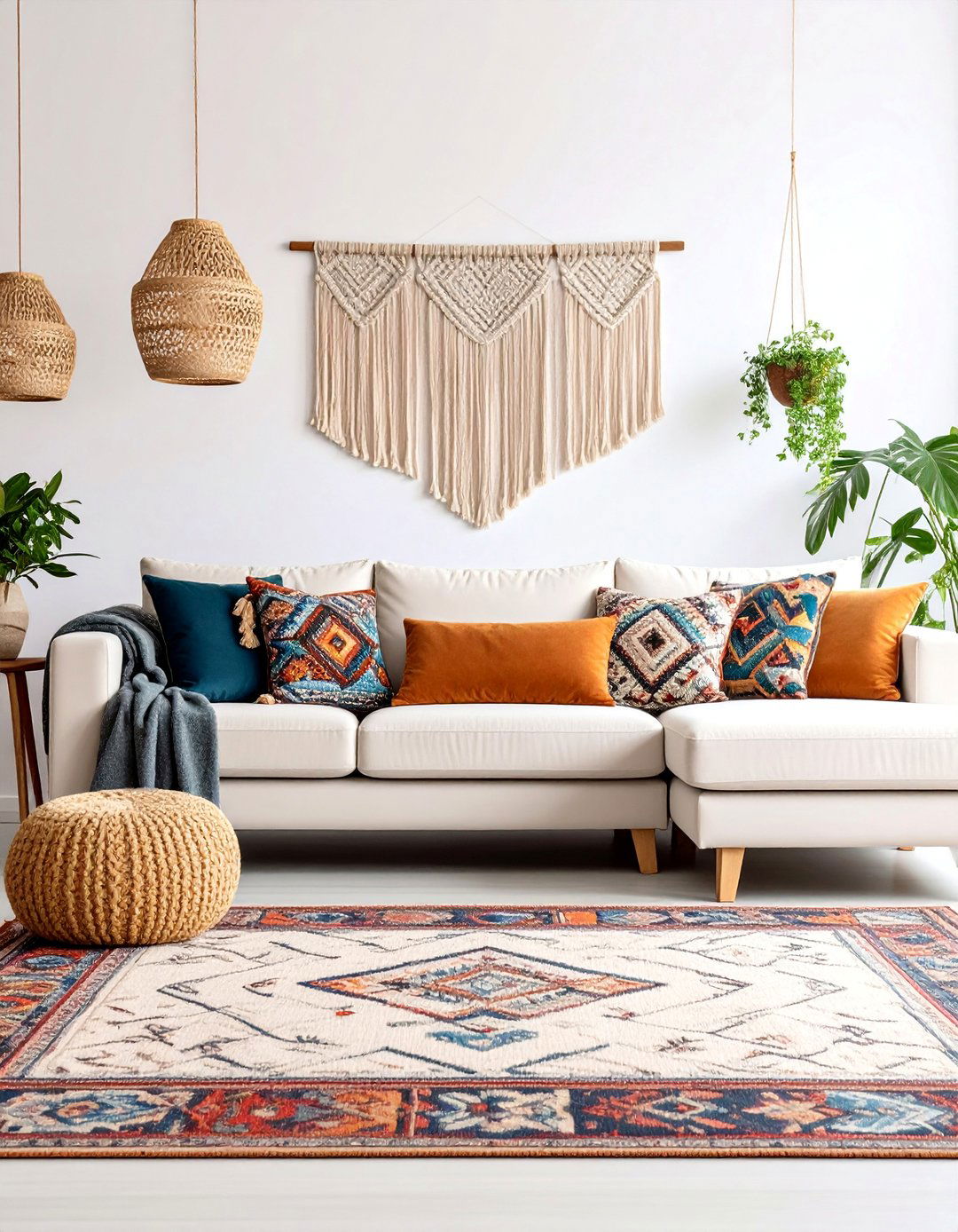 Bohemian Maximalist White Sofa Oasis - 25 White Couch Living Room Ideas