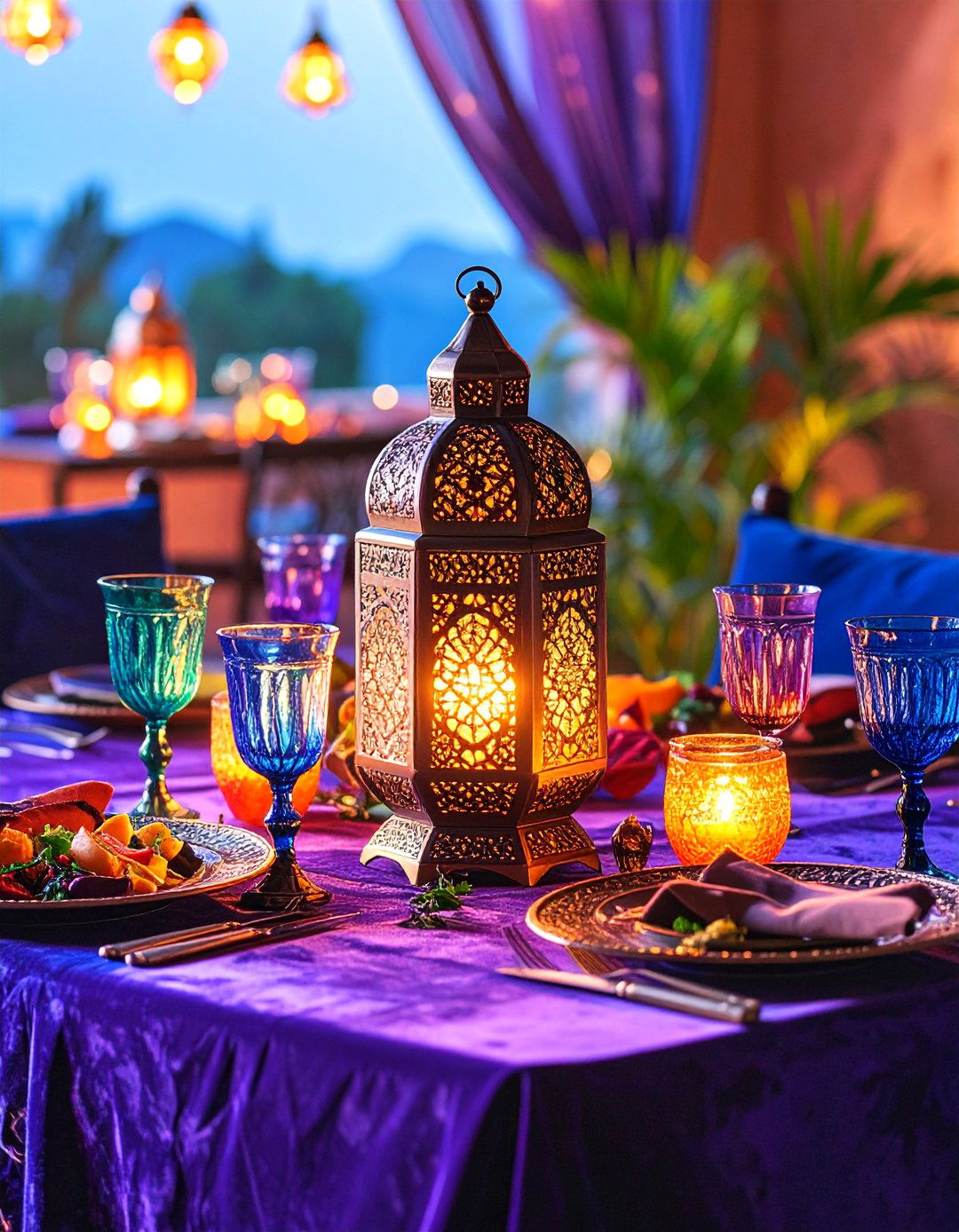 Bohemian Moroccan Patterned Lantern Centerpiece - 25 Lantern Centerpiece Ideas
