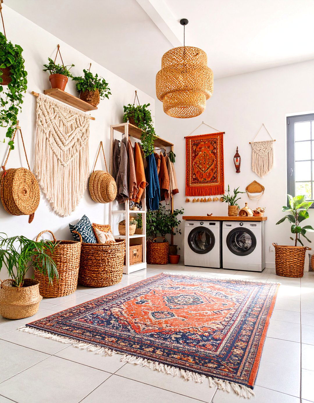 Bohemian Mudroom Laundry Room with Global Influences - 25 Mudroom Laundry Room Ideas
