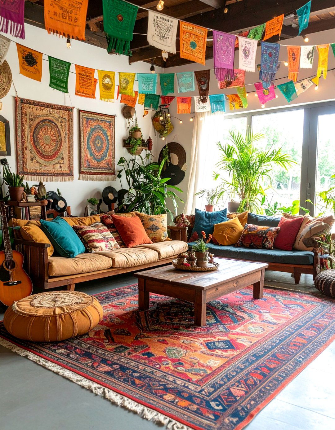 Bohemian Music Festival Living Space - 25 Colorful Boho Living Room Ideas