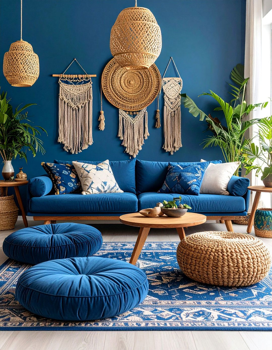 Bohemian Navy Blue Living Room - 25 Navy Blue Living Room Ideas
