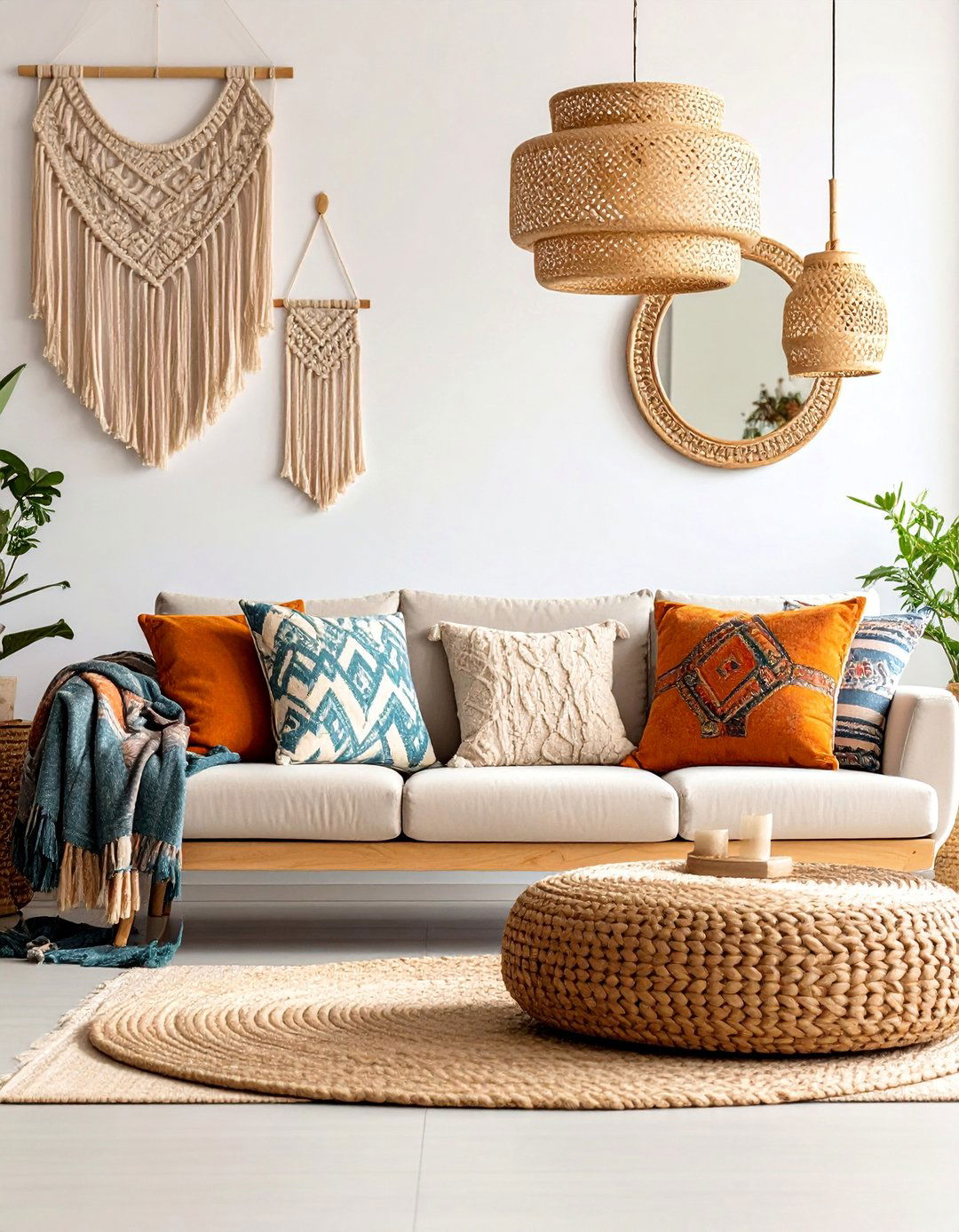 Bohemian Neutral Living Room with Global Influences - 25 Neutral Living Room Ideas