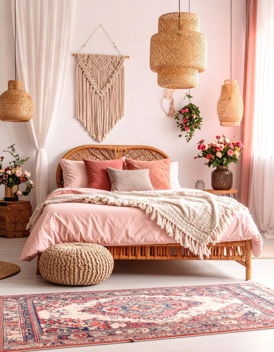 Bohemian Pink and Gold Sanctuary - 25 Pink and Gold Bedroom Ideas