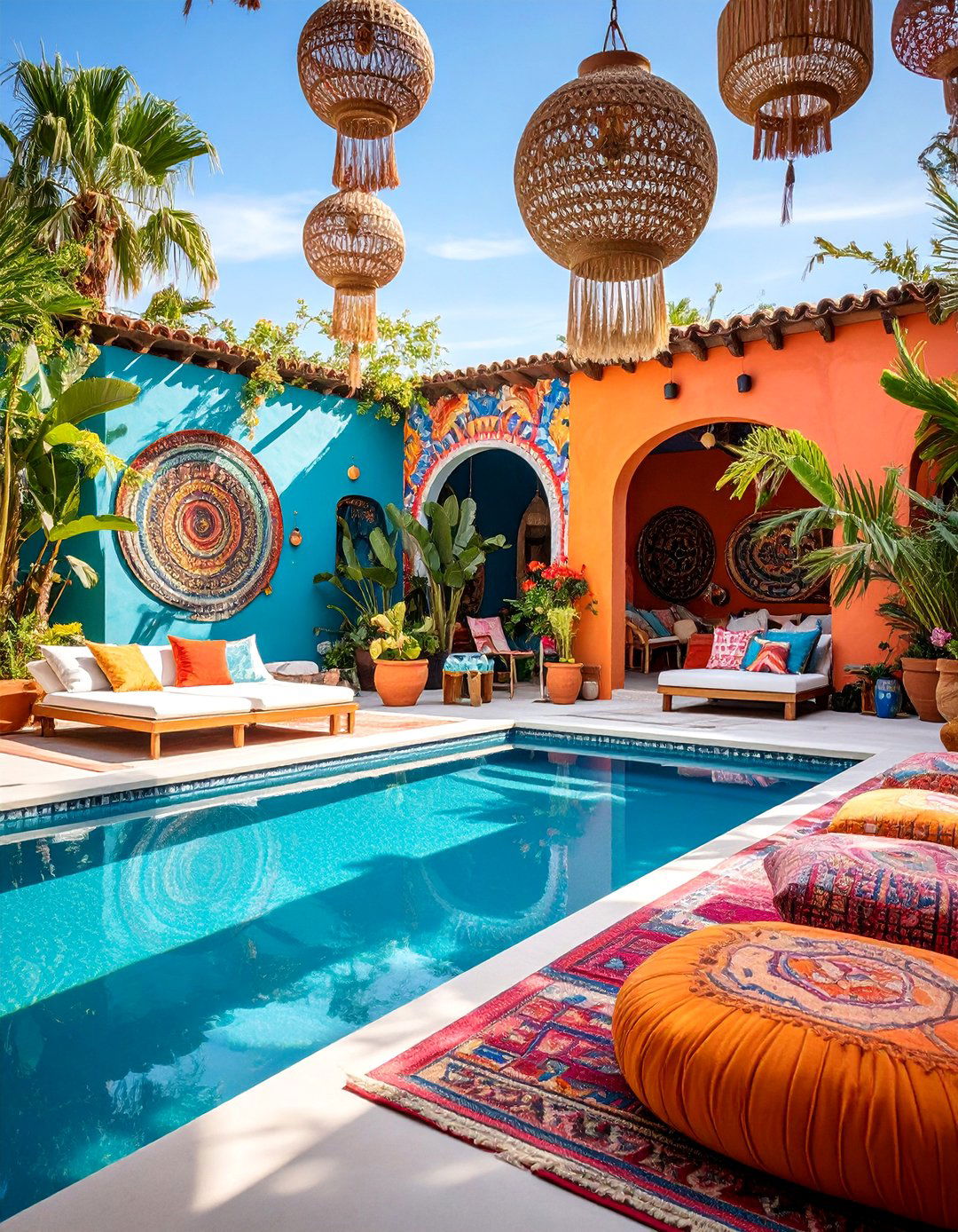 Bohemian Pool House with Eclectic Artistic Elements - 25 Pool House Ideas