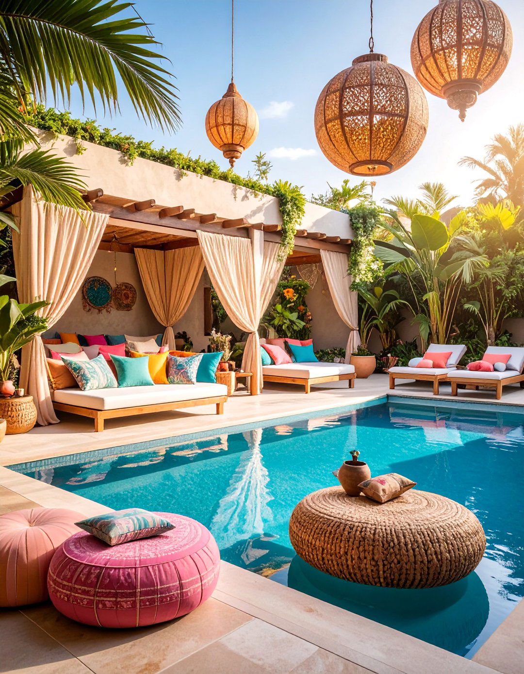 Bohemian Pool Lounge - 25 Pool Shed Ideas