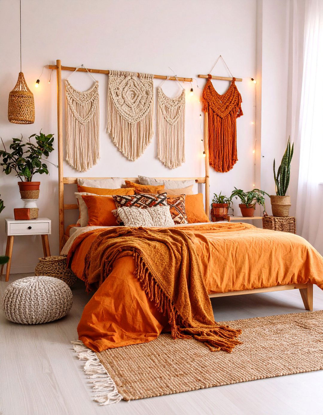 Bohemian Rust Bedroom with Layered Textiles - 25 Rust Bedroom Ideas