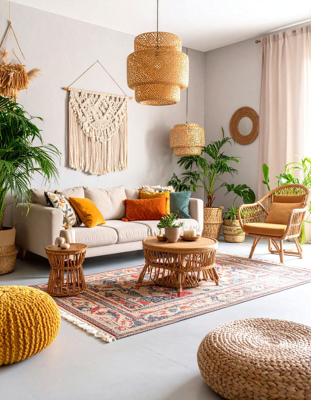 Bohemian Rustic Concrete Floor Living Room - 25 Rustic Concrete Floor Living Room Ideas