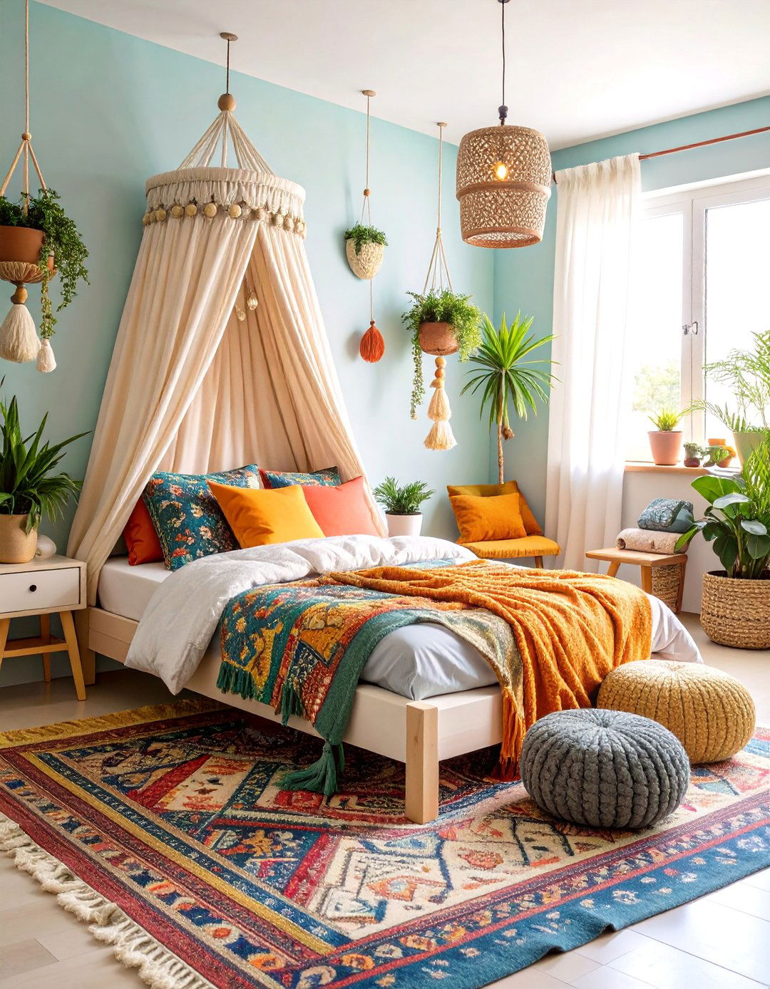 Bohemian Shared Room with Layered Textiles - 25 Shared Kids' Room Design Ideas