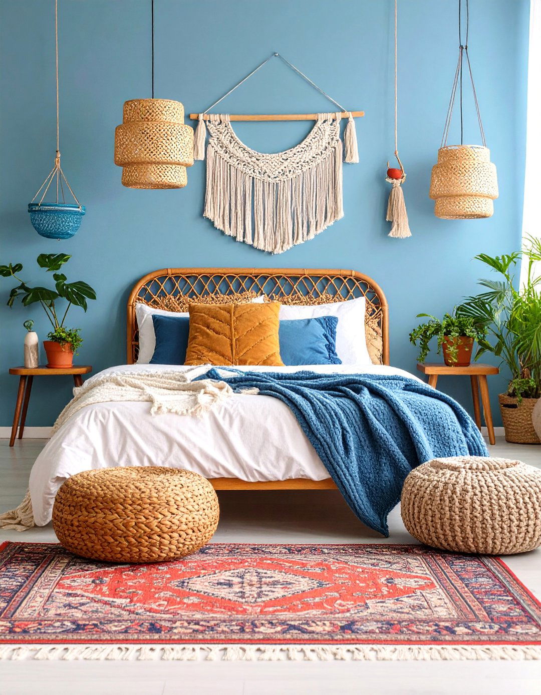 Bohemian Sky Blue Sanctuary - 25 Sky Blue Bedroom Ideas
