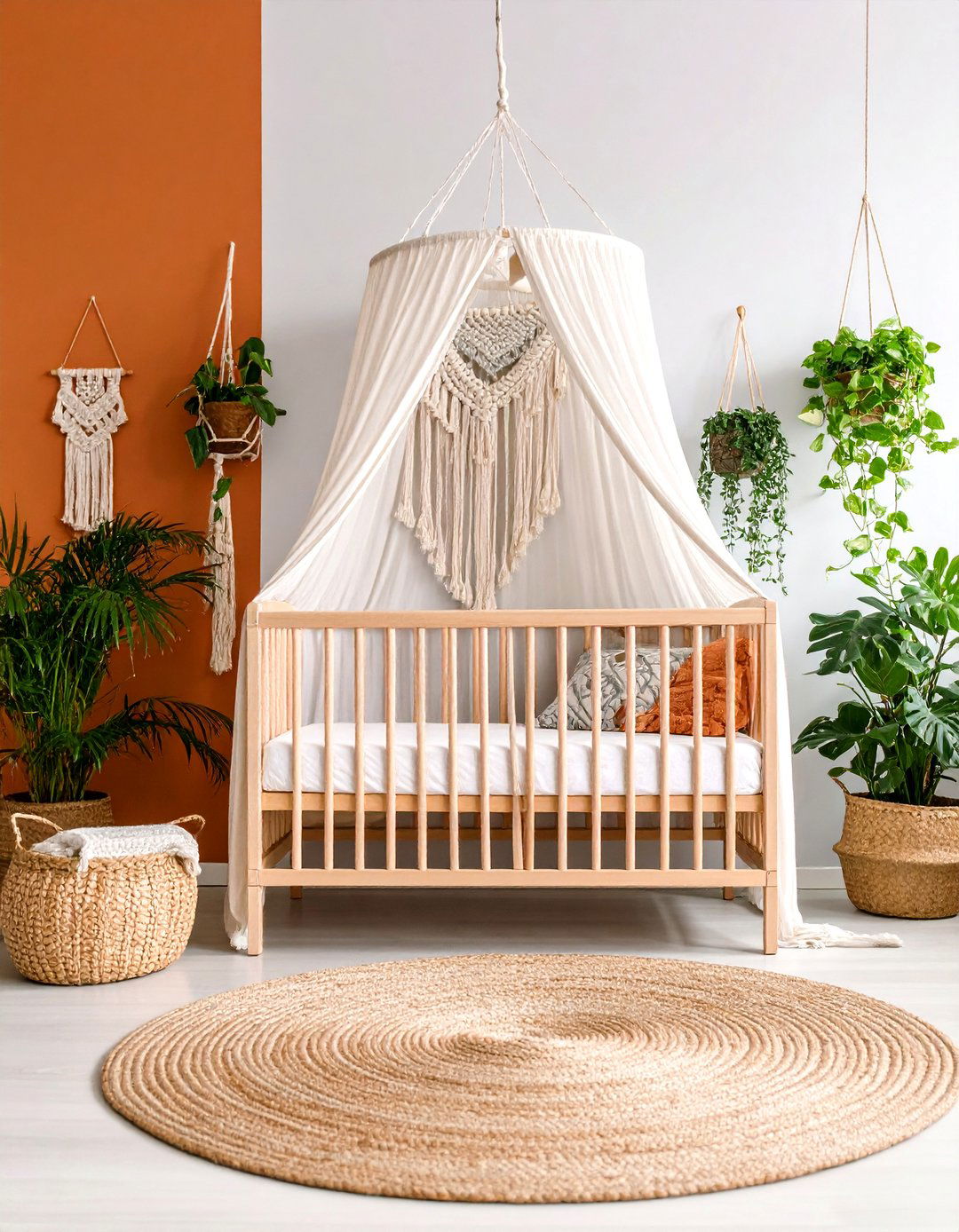 Bohemian Small Nursery with Natural Textures - 25 Small Nursery Ideas