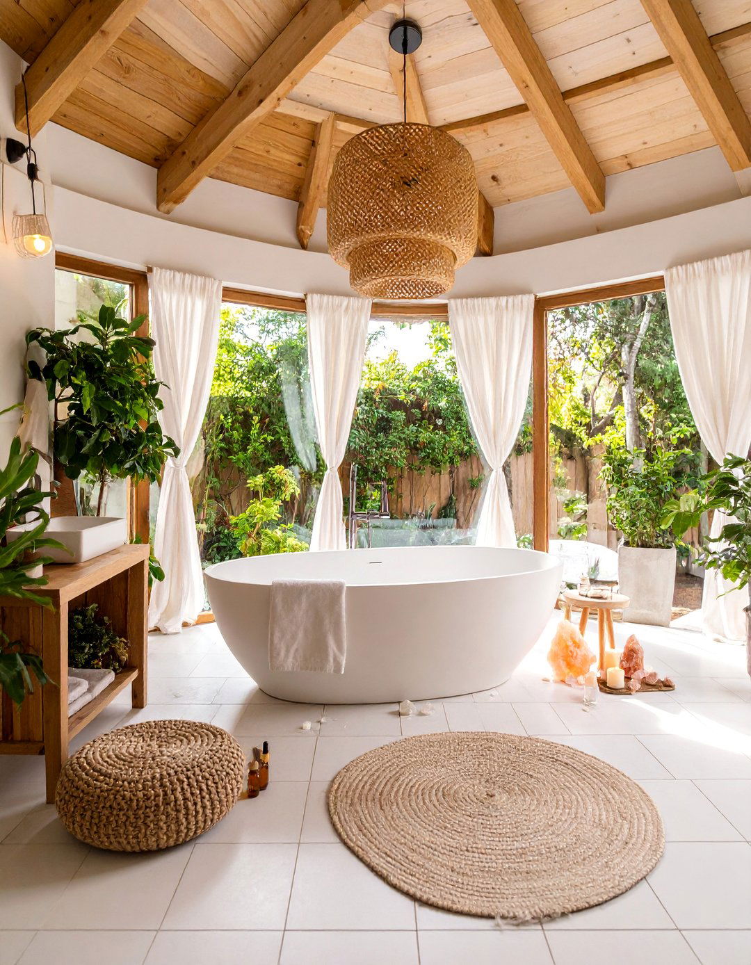 Bohemian Spa Bathroom with Wellness Elements - 25 Boho Bathroom Ideas