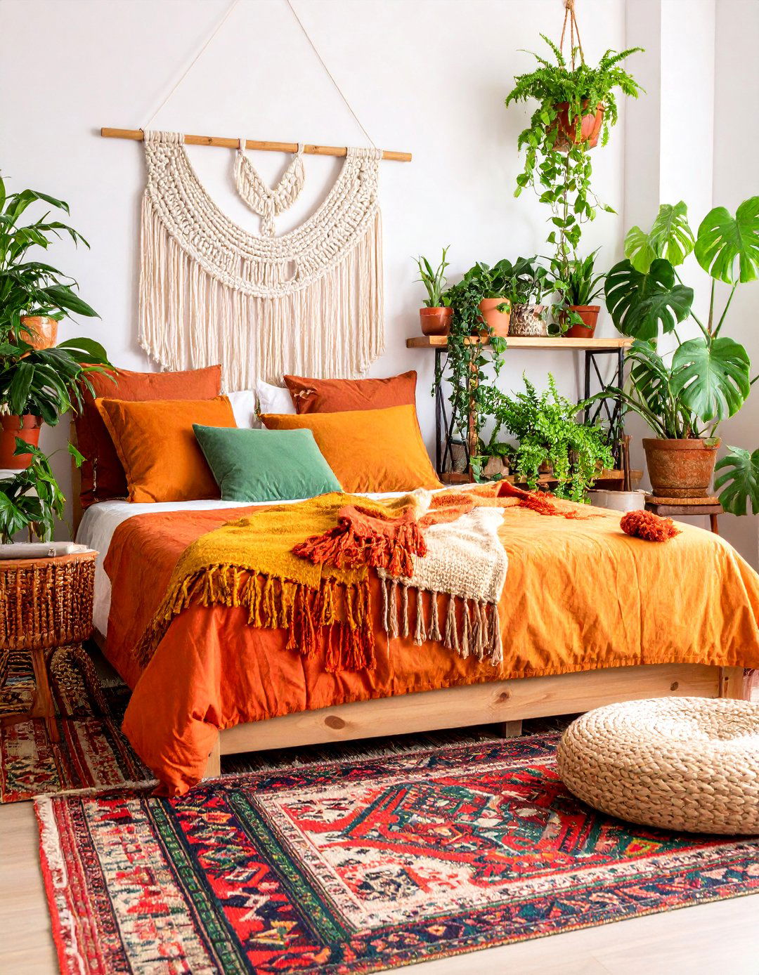 Bohemian Storage Bed with Layered Textiles - 25 Small Bedroom Ideas