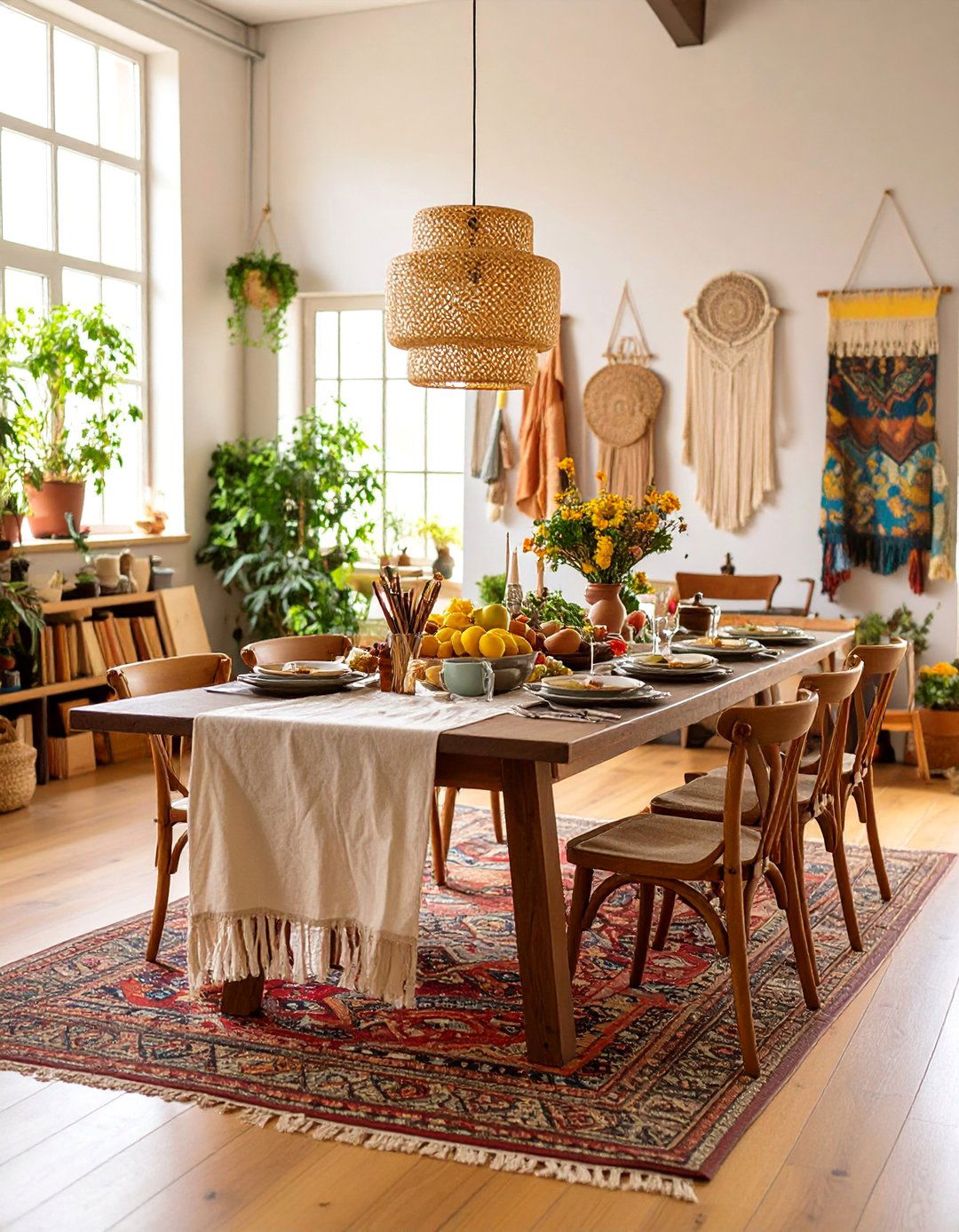 Bohemian Studio Dining Room with Art Supplies - 25 Boho Dining Room Ideas