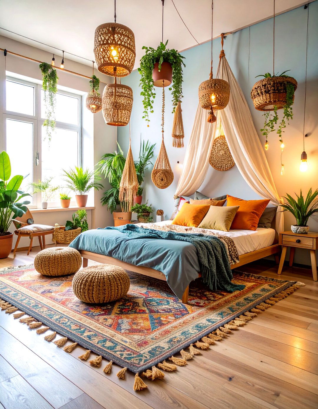 Bohemian Studio with Layered Textiles and Plants - 25 Studio Apartment Ideas