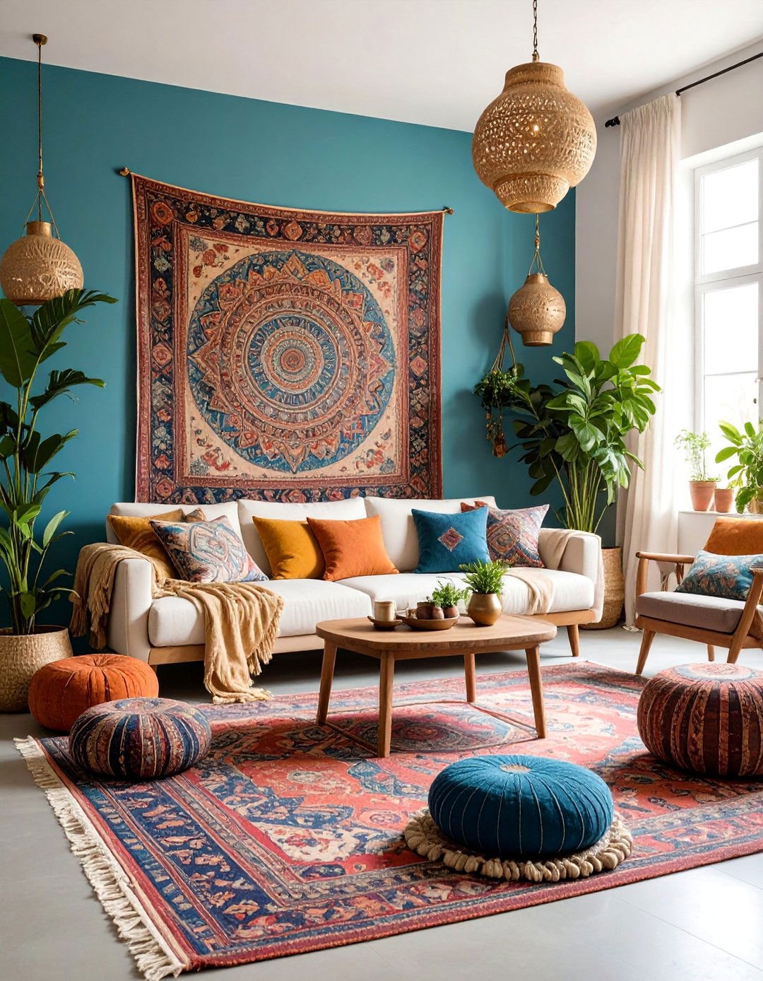 Bohemian Tapestry Wall Coverage - 25 Black Boho Living Room Ideas
