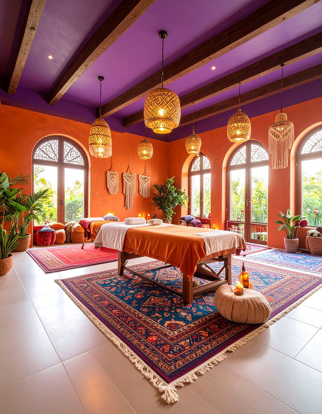Bohemian Textures Massage Room with Layered Comfort - 25 Massage Room Setup Ideas