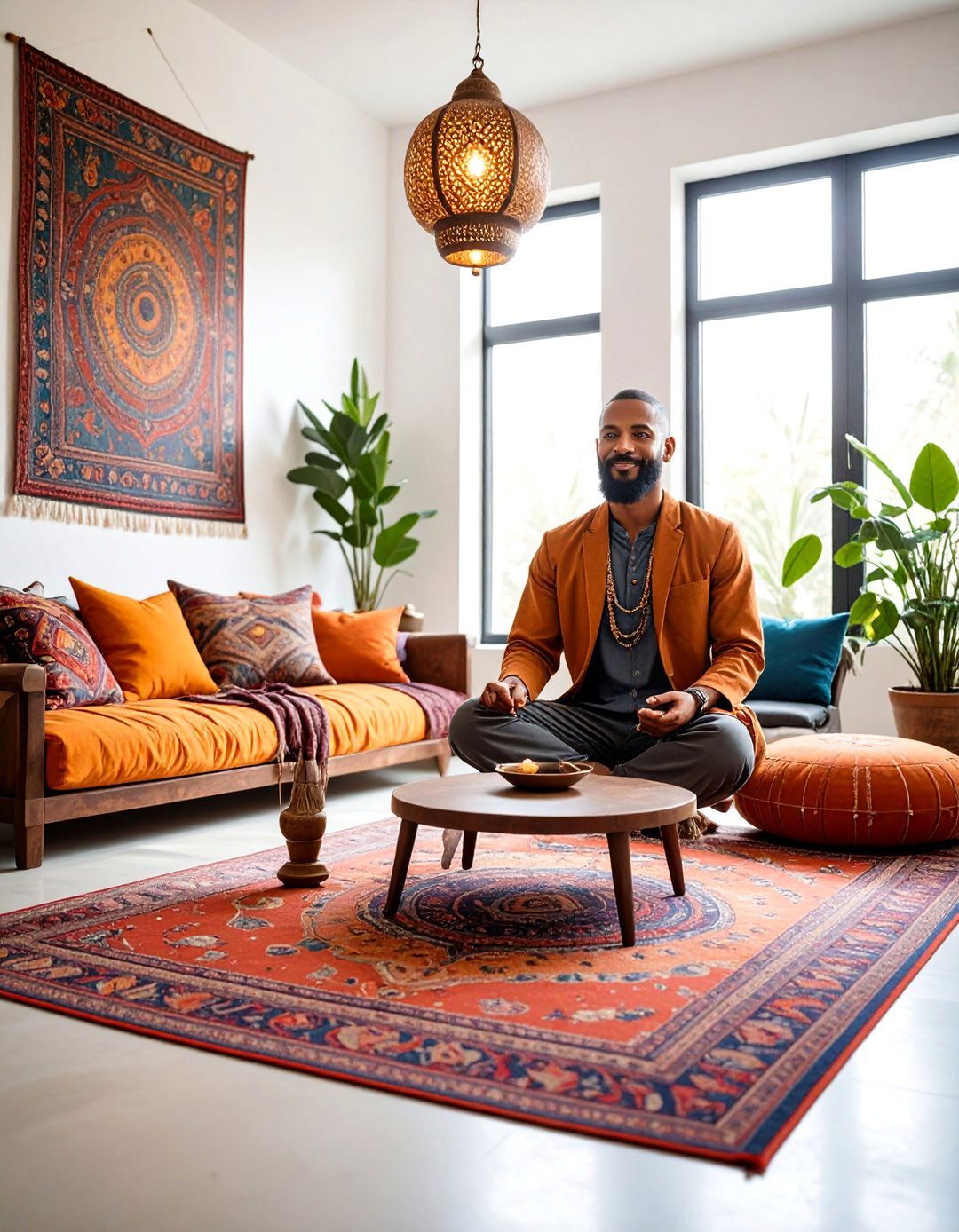 Bohemian Therapist Room with Global Cultural Elements - 25 Therapist Room Ideas