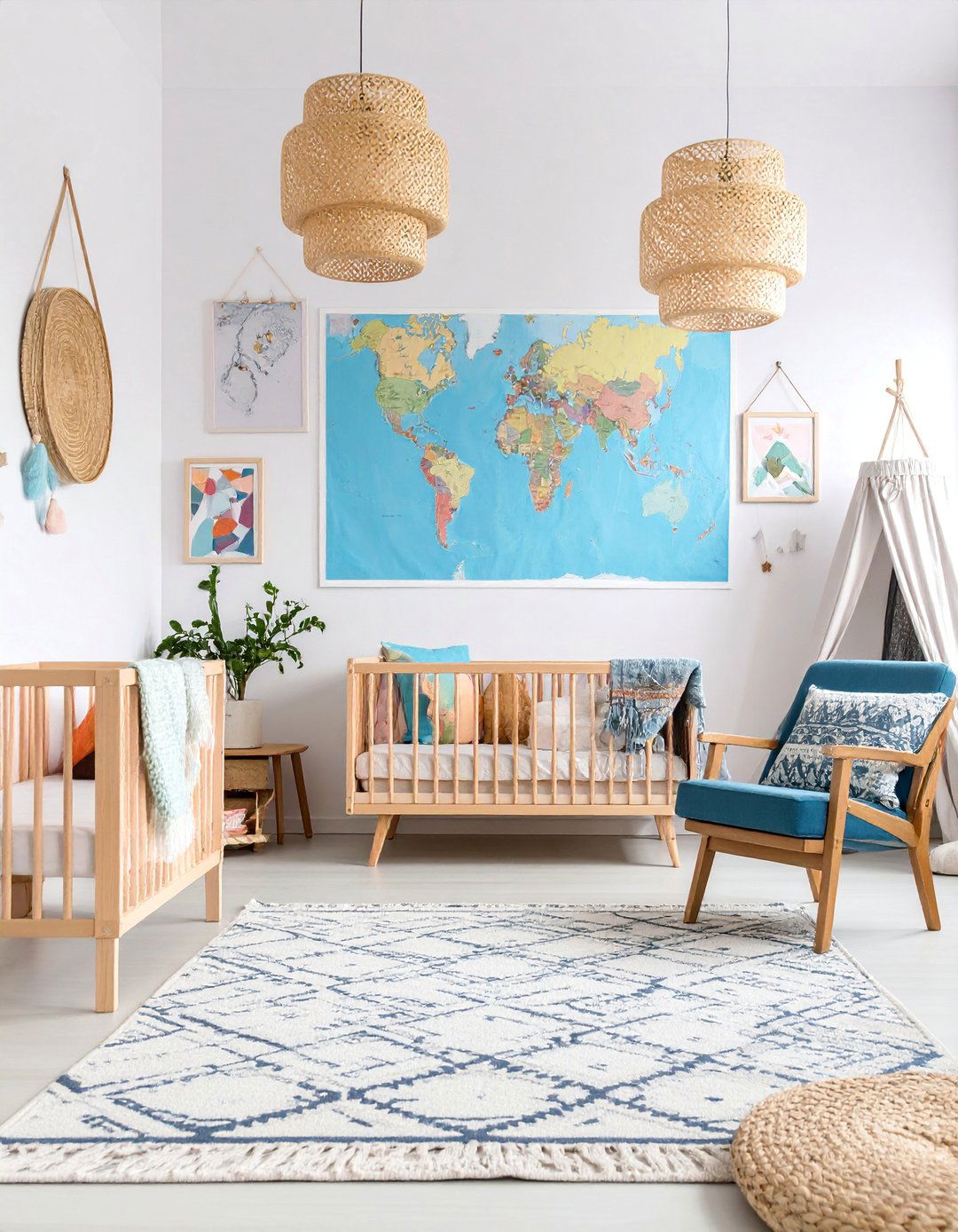 Bohemian Wanderlust Room with Travel Motifs - 25 Baby Room Ideas