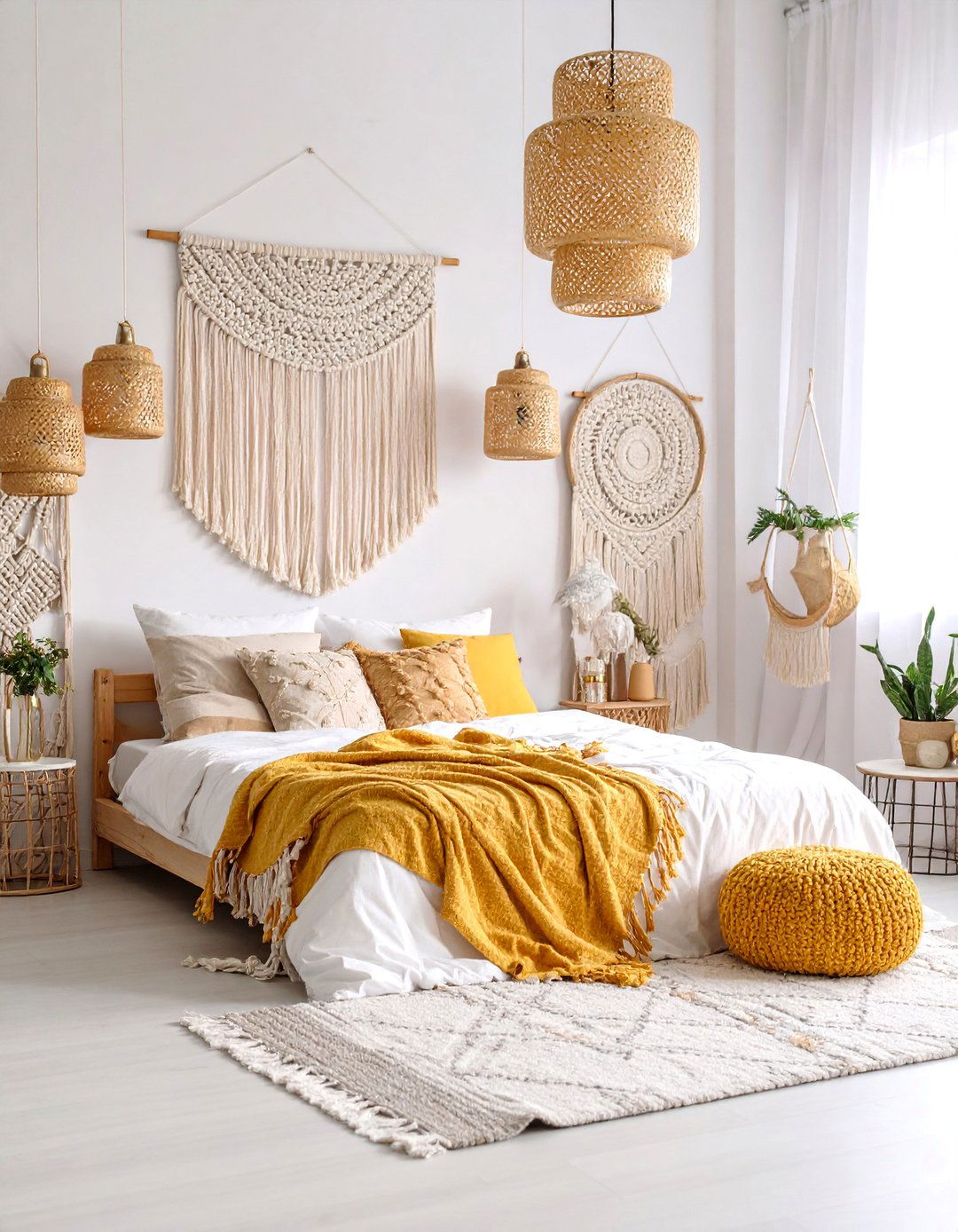 Bohemian White and Gold Bedroom - 25 White and Gold Bedroom Ideas
