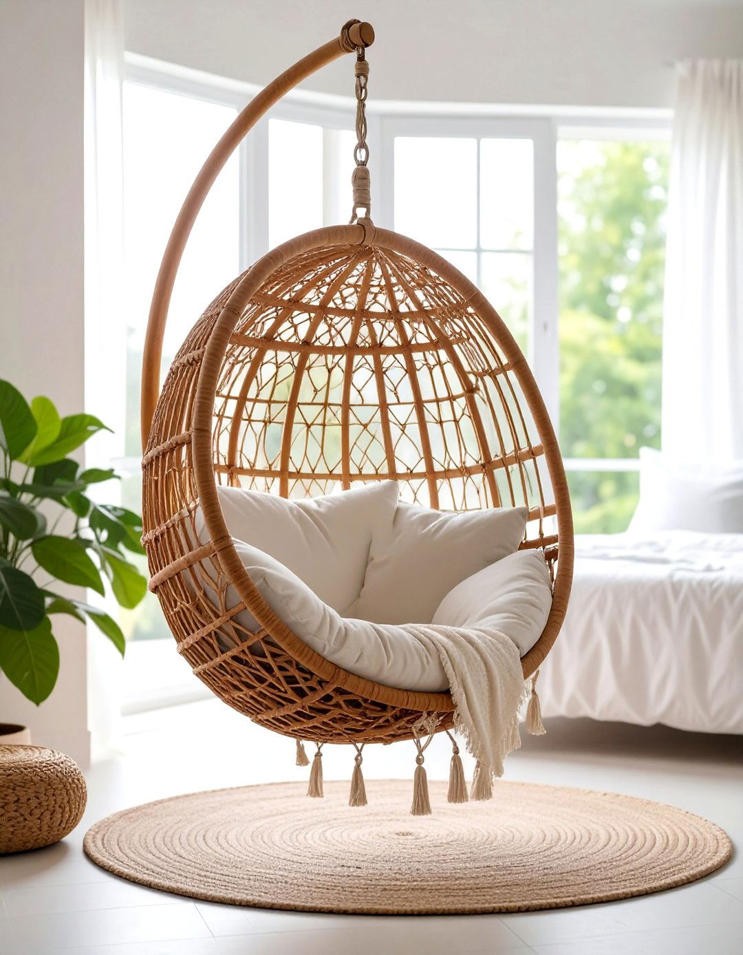Bohemian Wicker Hanging Chair - 25 Bedroom Chair Ideas