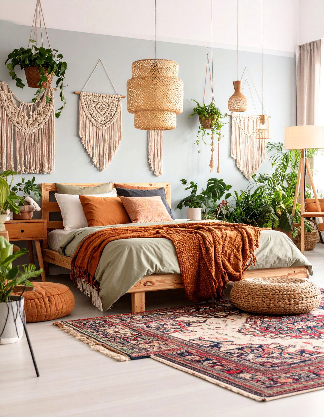 Boho Bedroom with Cow Print Accent Wall - 25 Cow Print Room Decor Ideas