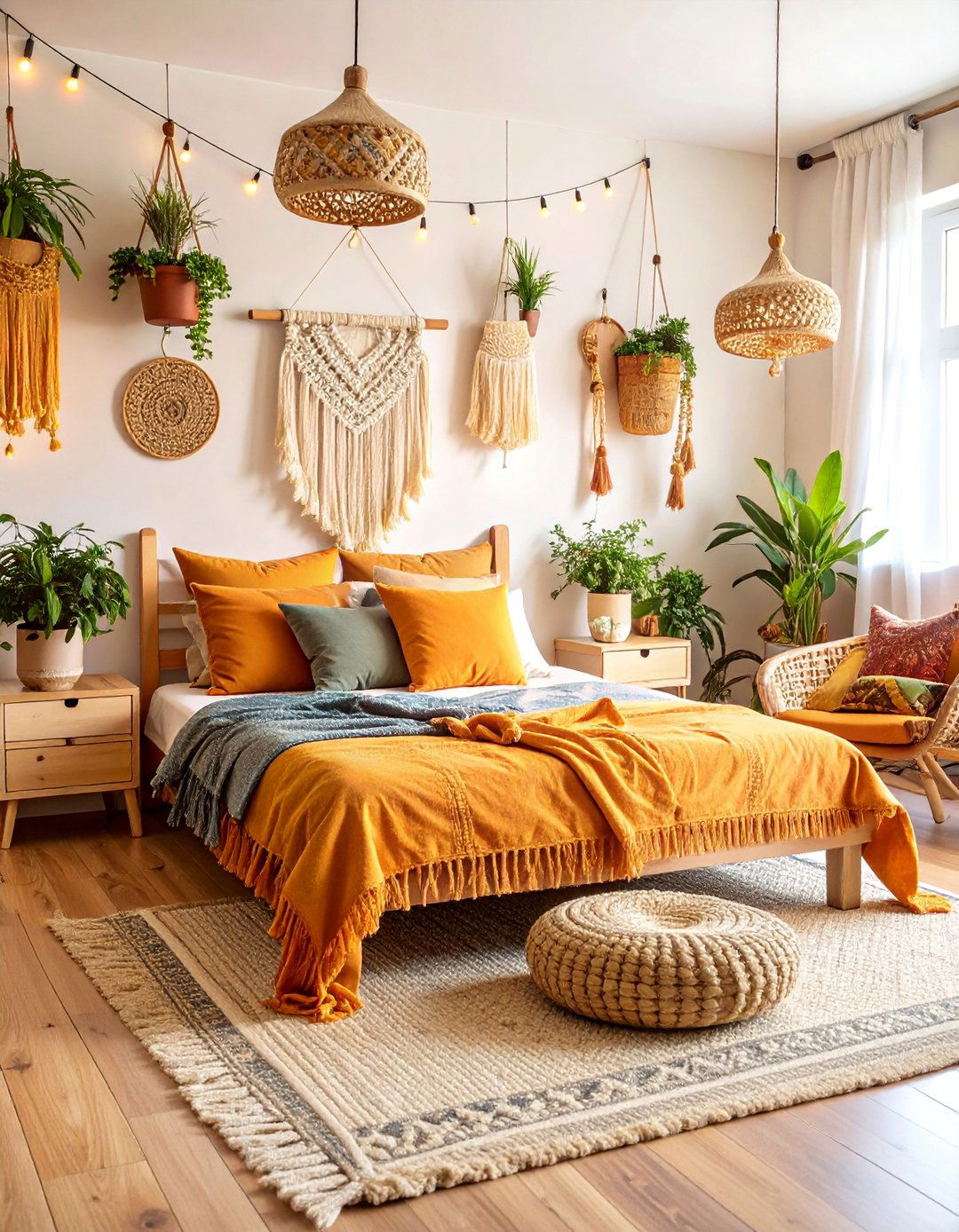 Boho Bedroom with Macrame Wall Hangings - 25 Teen Girl Bedroom Ideas