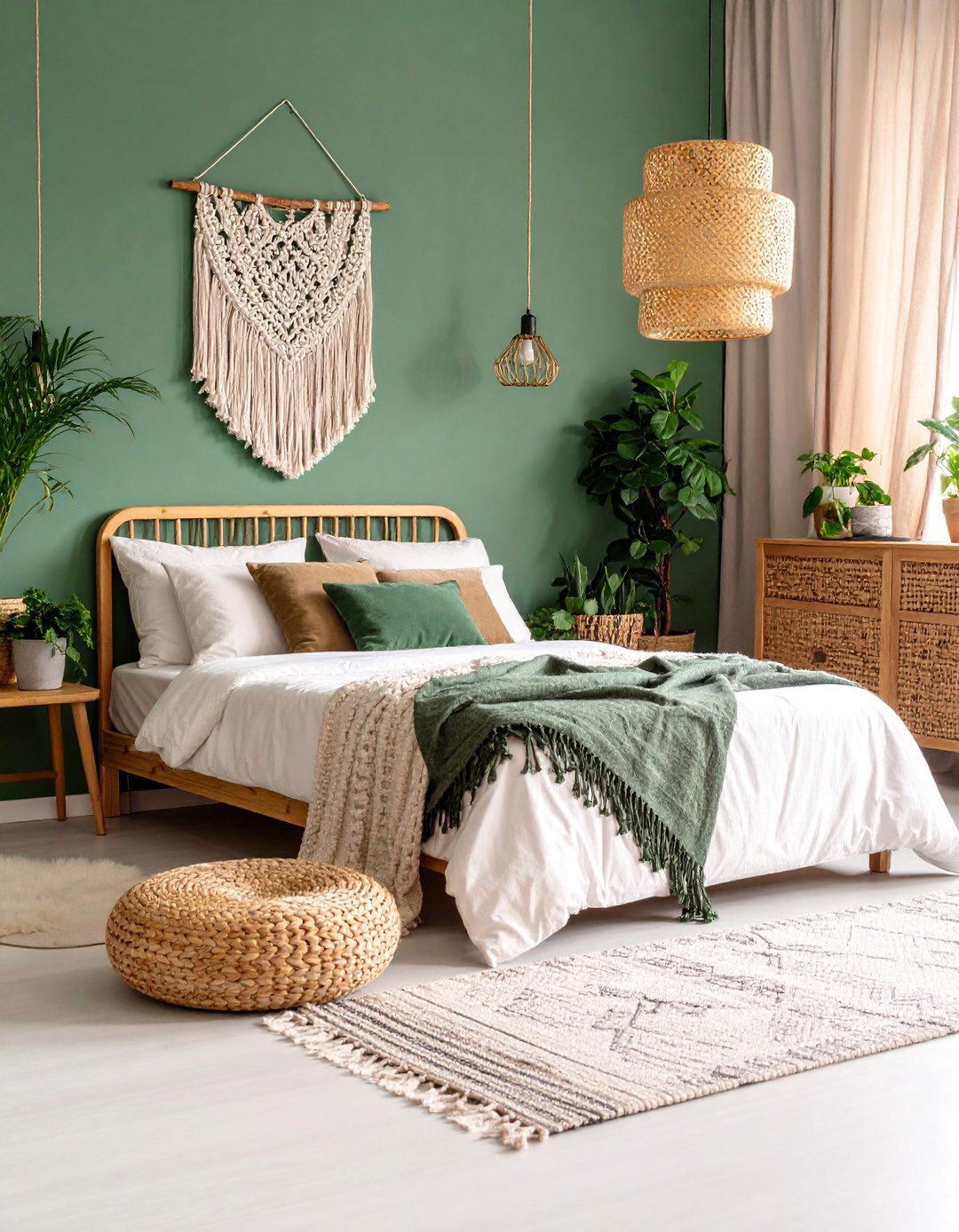 Boho Black and Green Textured Paradise - 25 Black and Green Bedroom Design Ideas
