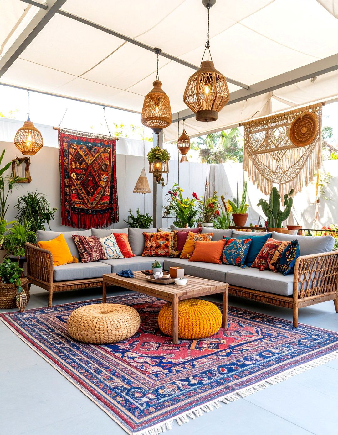 Boho Chic California Room with Layered Textiles - 25 California Room Design Ideas