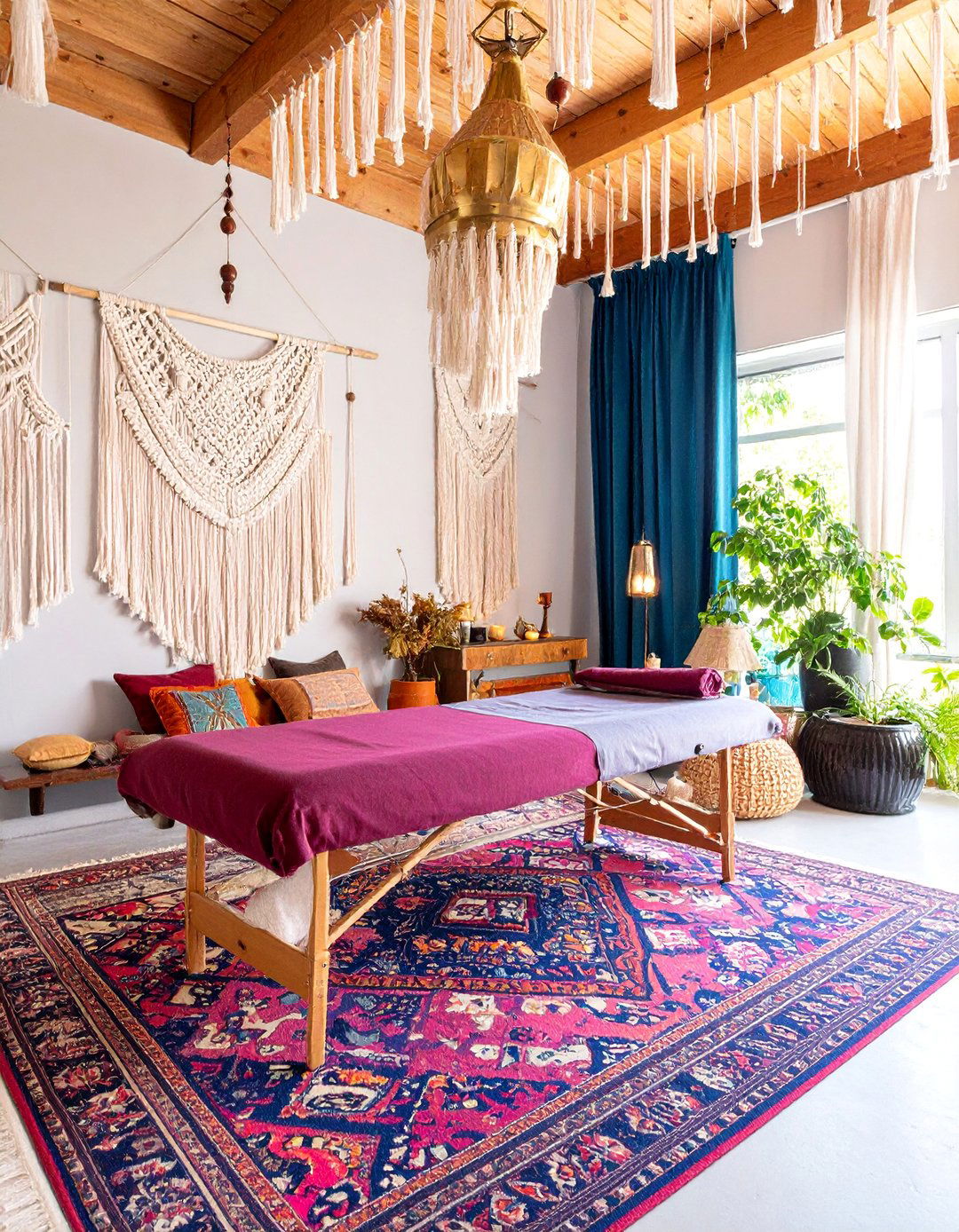 Boho Chic Facial Room with Textured Fabrics - 25 Facial Room Ideas