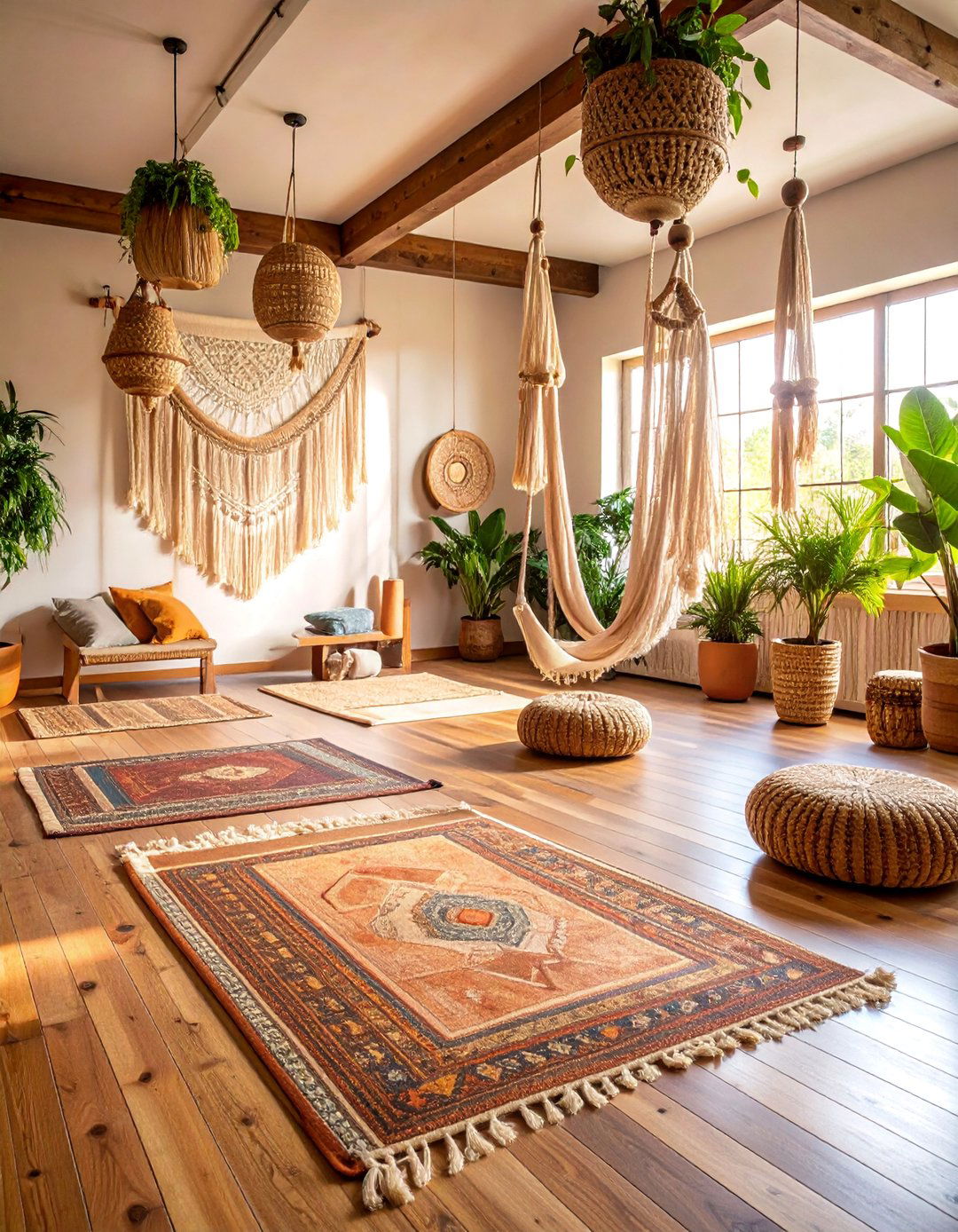 Boho Chic Fitness Room with Eclectic Elements - 25 Small Home Gym Ideas