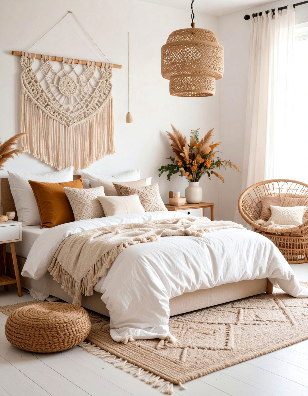 Boho Chic Neutral Bedroom Calm - 25 Bohemian Interior Design Ideas