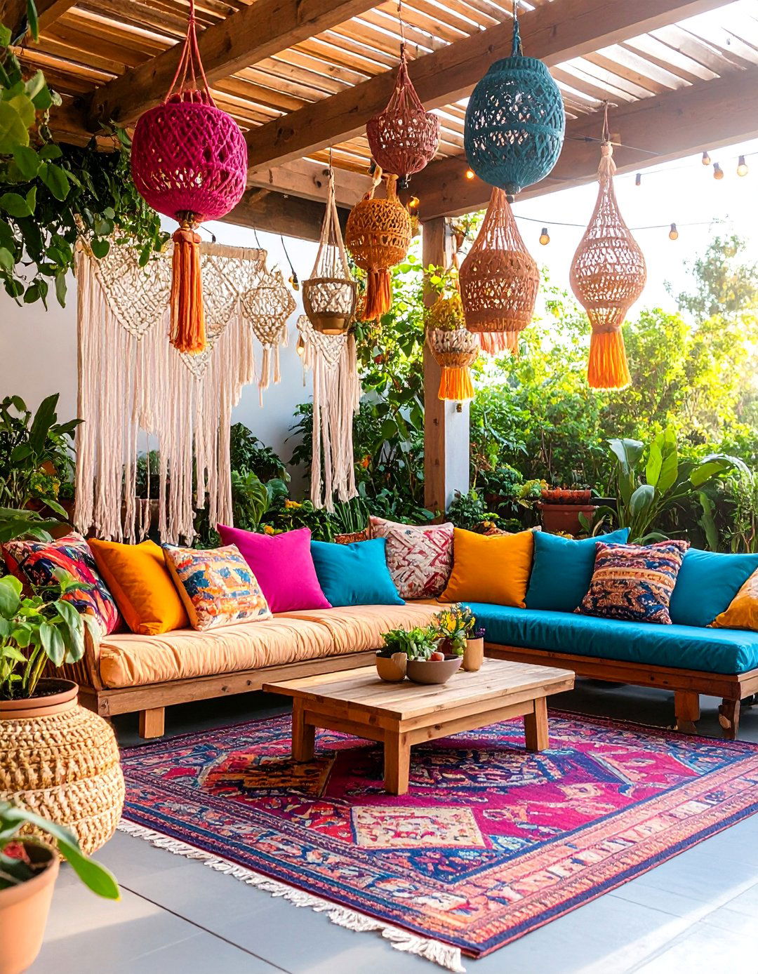 Boho Chic Patio Lounge - 25 Outdoor Living Space Ideas