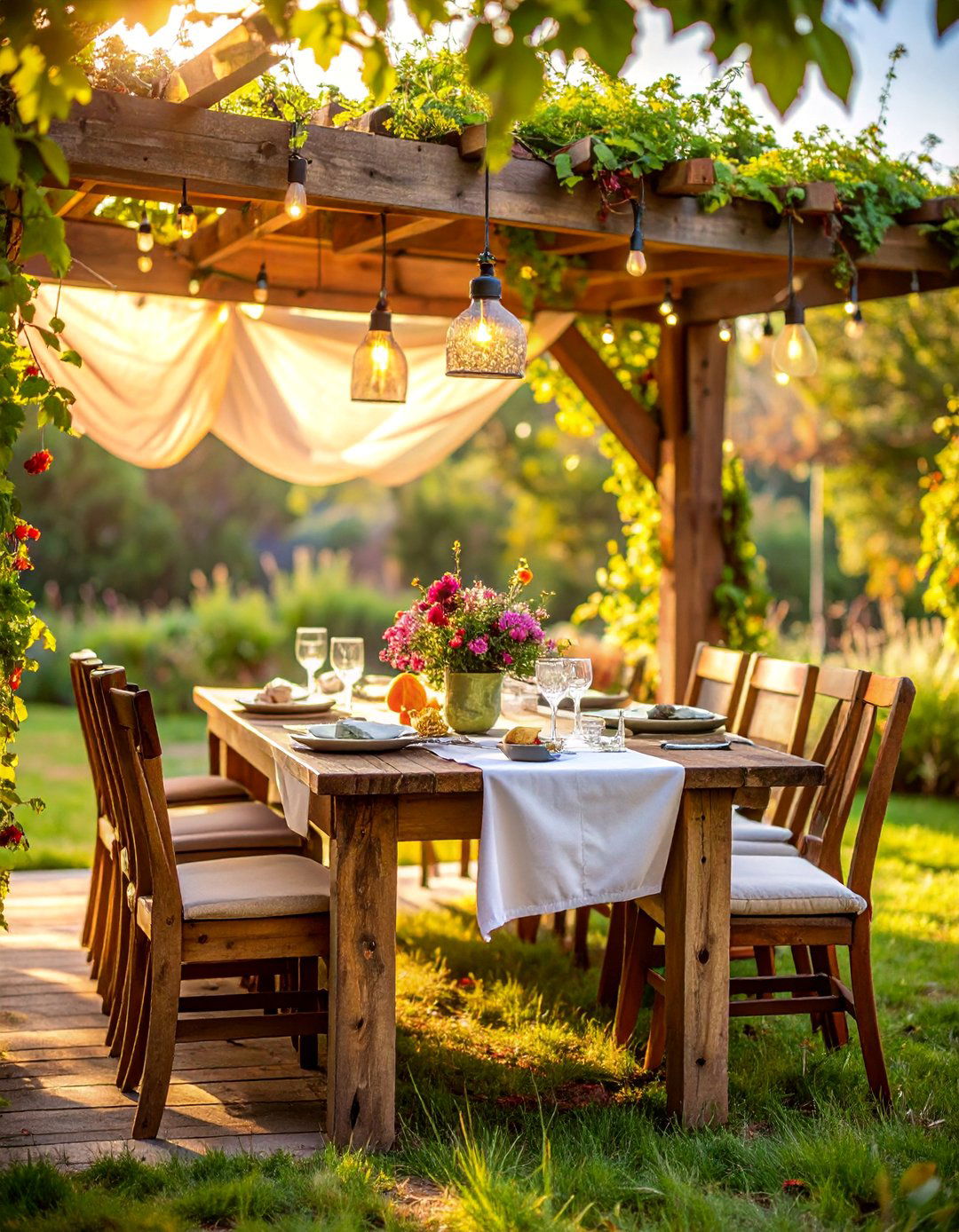 Boho Dining Pergola Garden - 25 Boho Garden Ideas