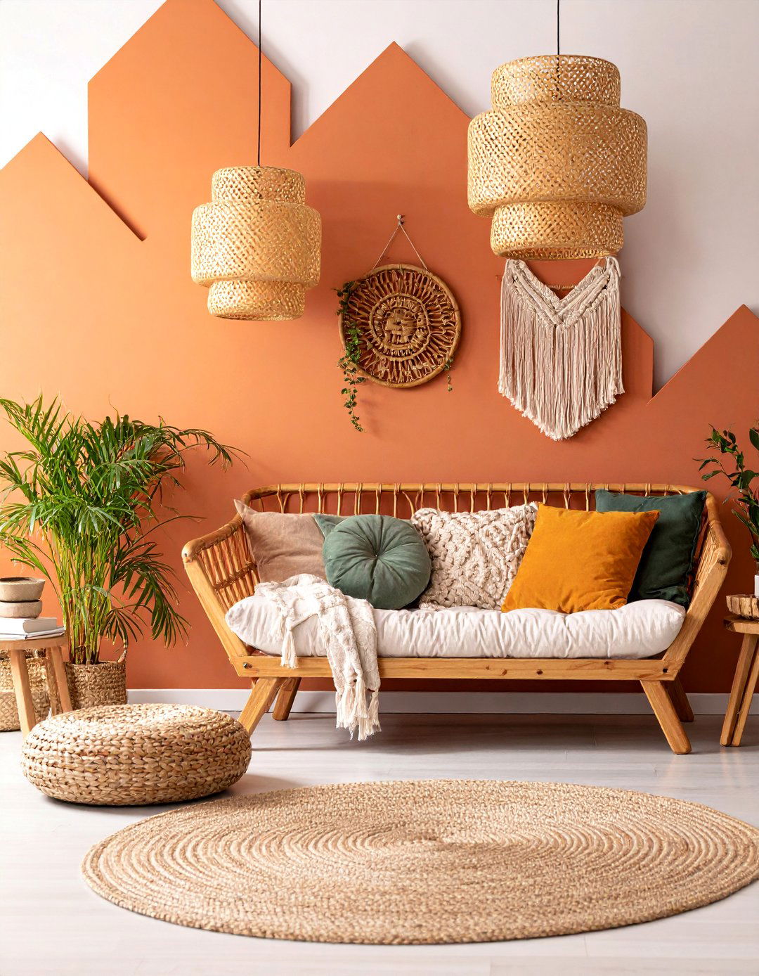 Boho Earth Tone Rhombus Geometric Accent Wall - 25 Geometric Accent Wall Ideas