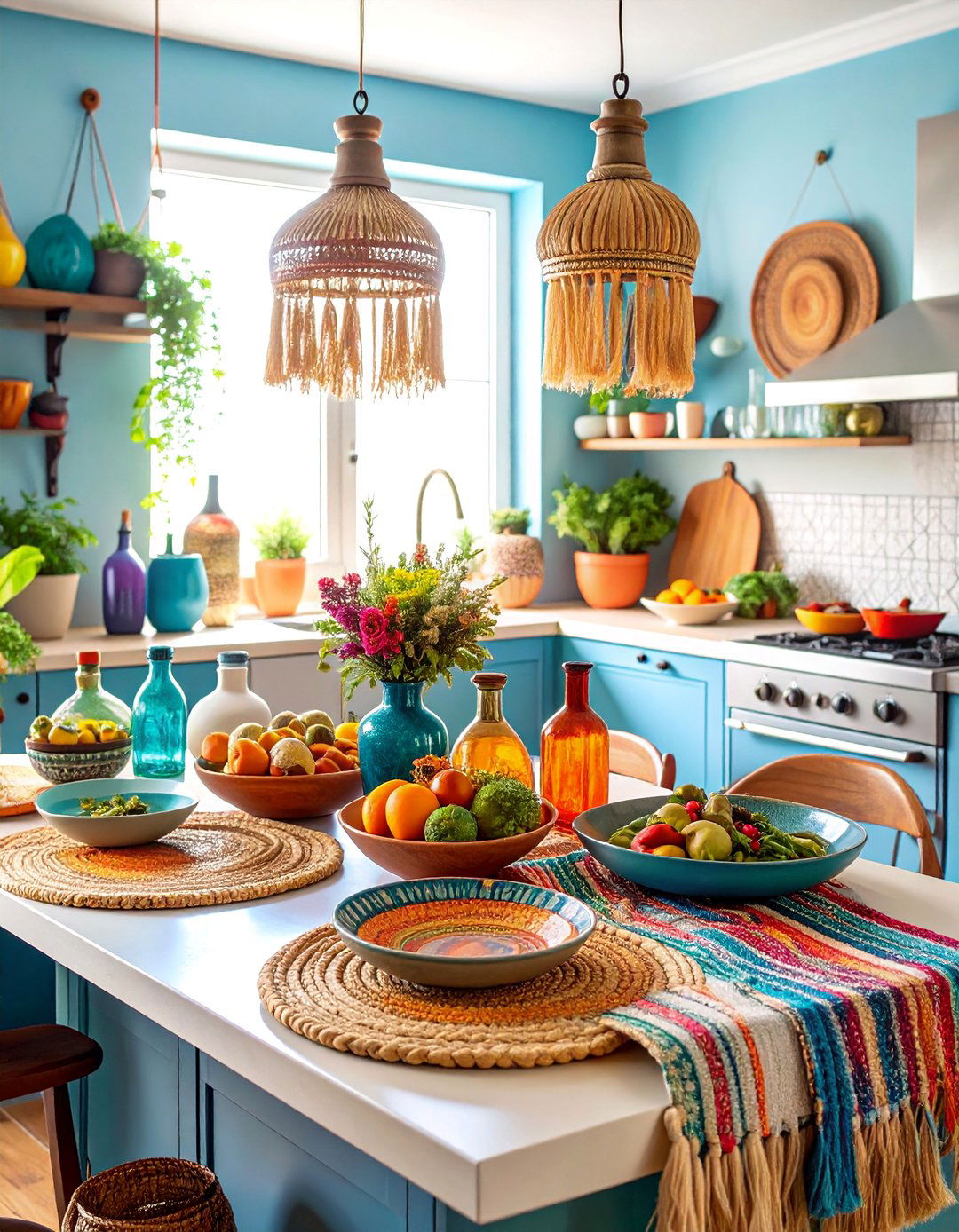 Boho Eclectic Kitchen Island Centerpiece - 25 Kitchen Island Centerpiece Ideas