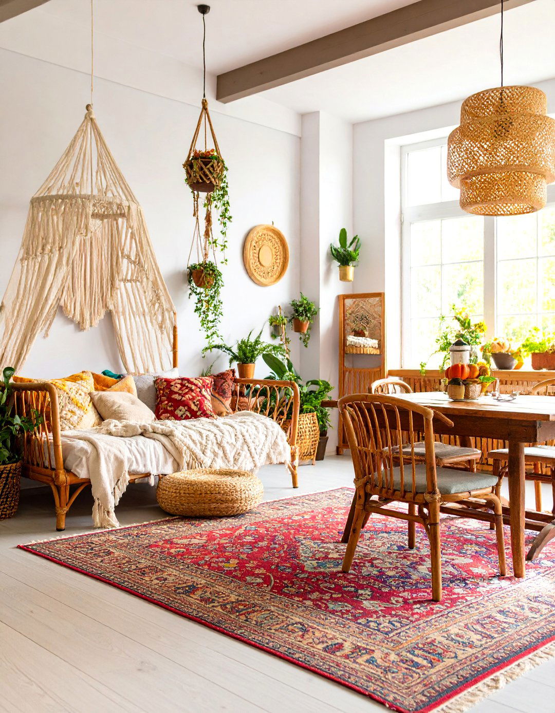 Boho Farmhouse Florida Room with Textured Fabrics and Warm Accents - 25 Florida Room Ideas