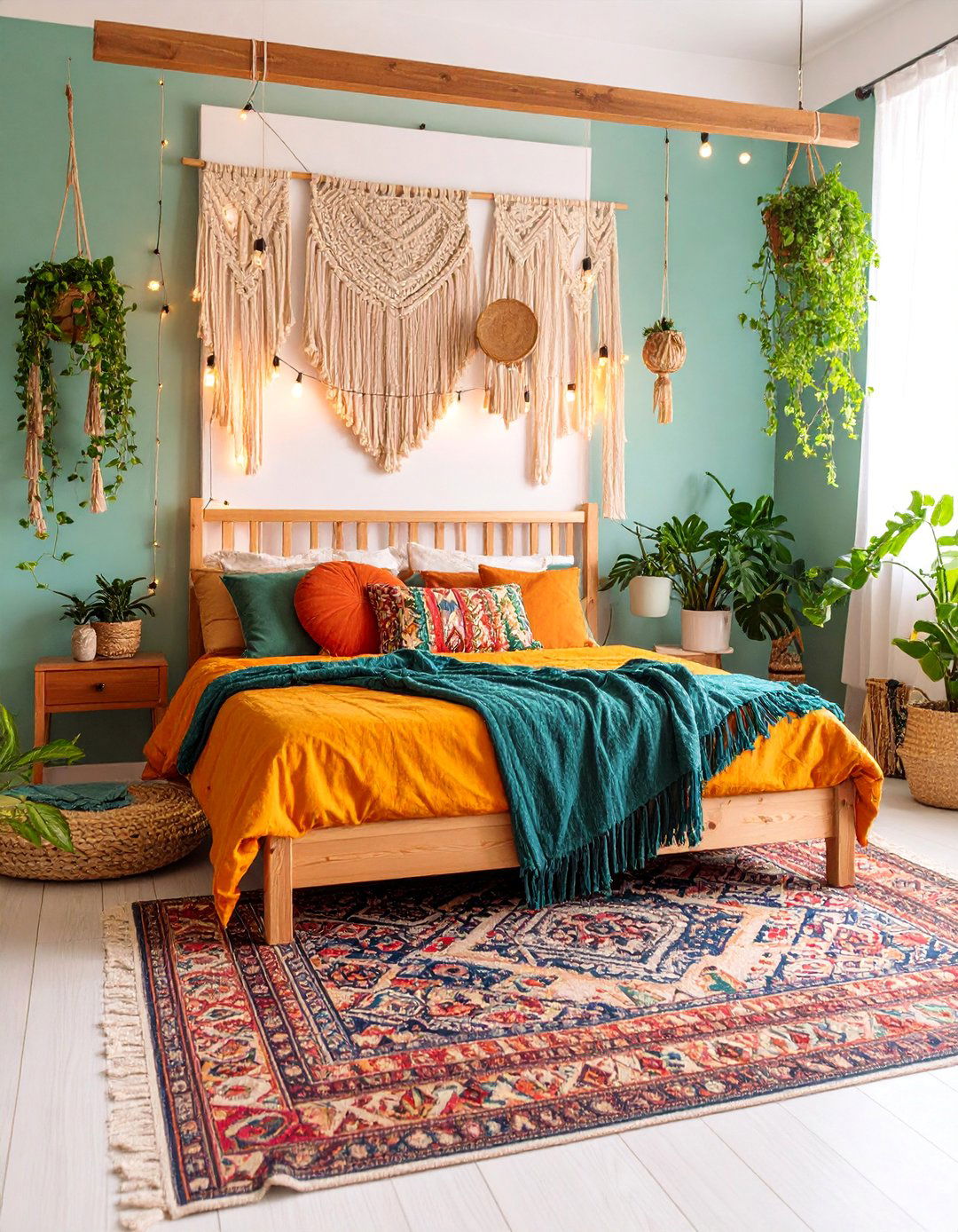 Boho Futon Bedroom with Layered Textiles and Patterns - 25 Futon Bedroom Ideas