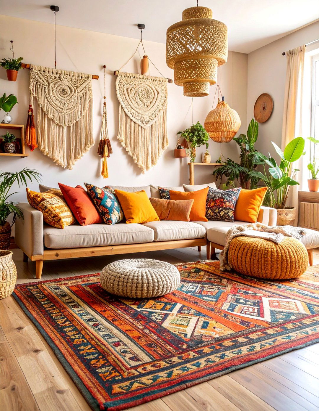 Boho Living Room with Layered Textiles and Global Accents - 25 Cozy Living Room Ideas