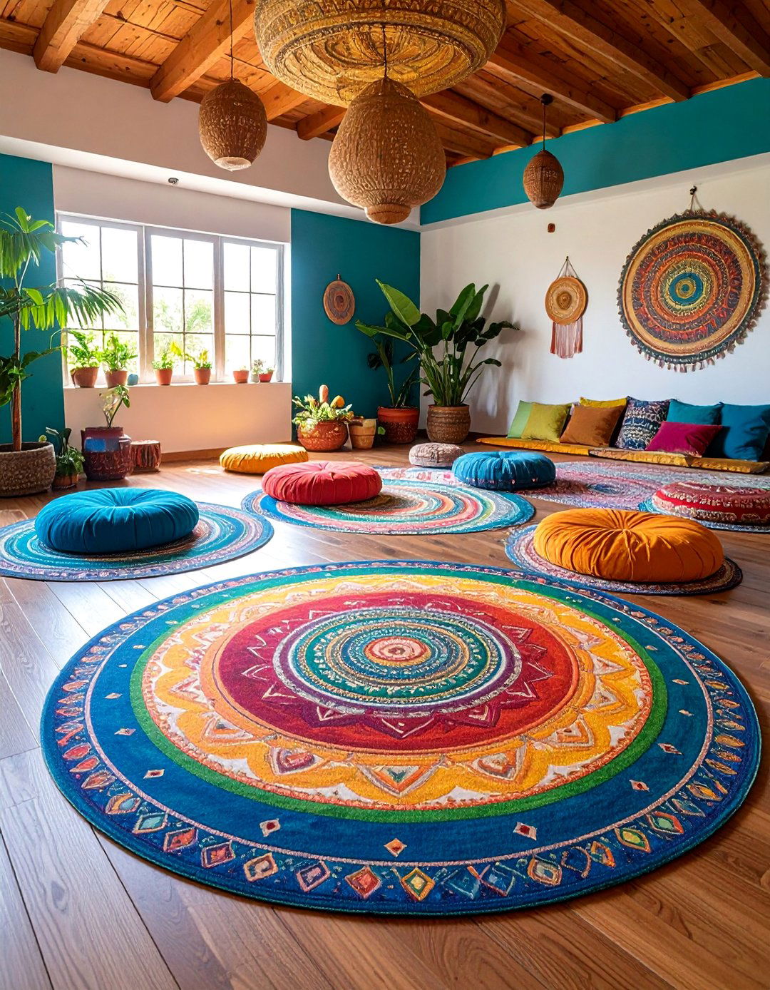 Boho Mandala Painted Floor - 25 Painted Floor Ideas