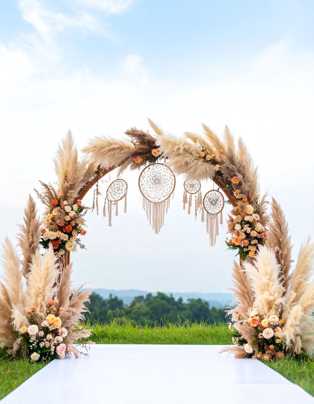 Boho Pampas Grass Wedding Arch - 25 Wedding Arch Ideas