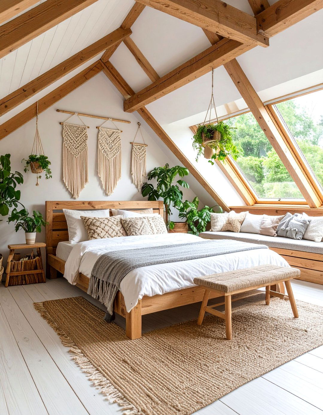 Boho Scandi Attic Bedroom with Textured Comfort