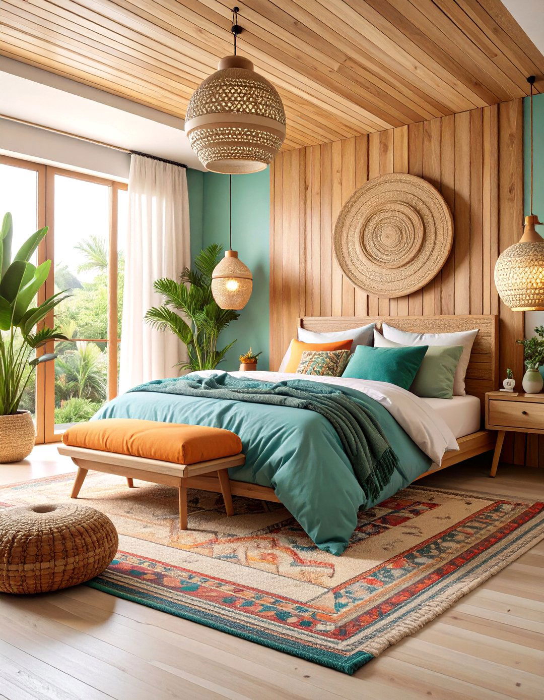 Boho Style Slat Wall with Natural Textures - 25 Wood Slat Accent Wall Ideas