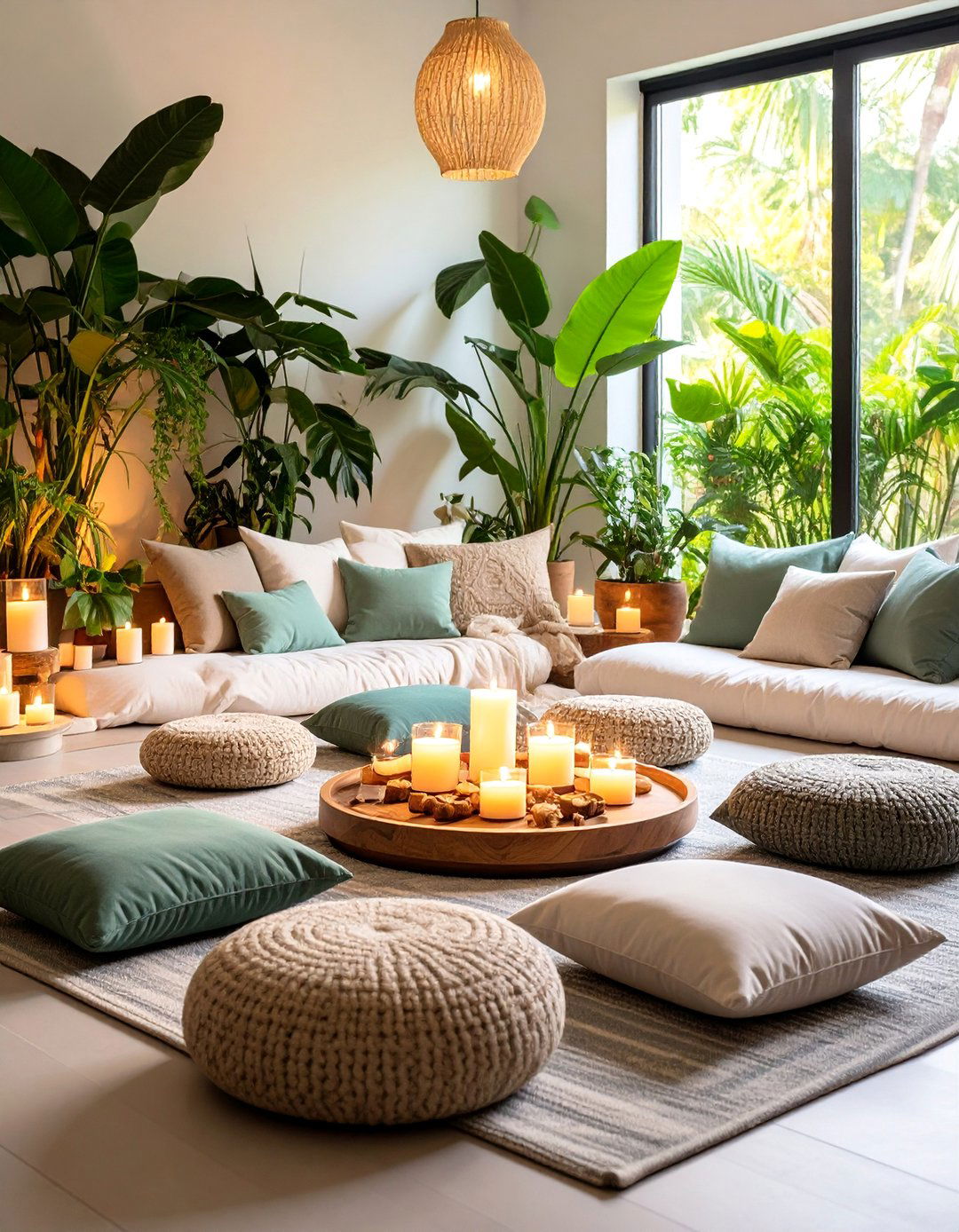 Boho Tropical Meditation Space with Natural Elements - 25 Bohemian Tropical Bohemian Decor