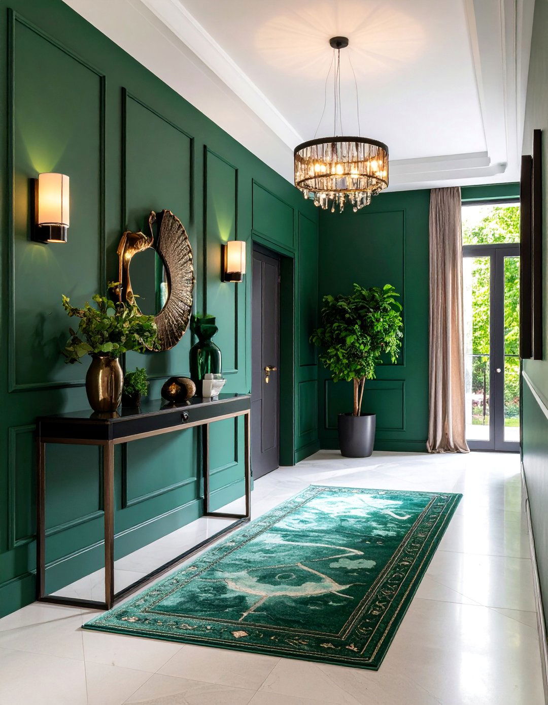 Bold Accent Wall Hallway with Statement Color - 25 Narrow Hallway Ideas