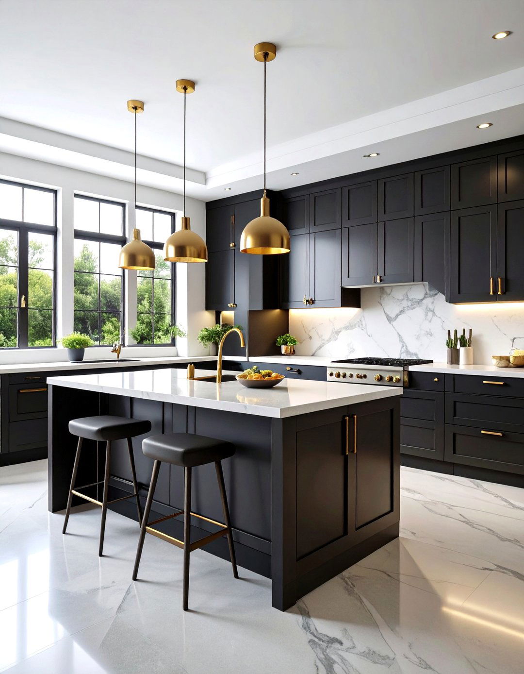Bold Black Kitchen Island Statement Piece - 25 Kitchen Island Color Ideas