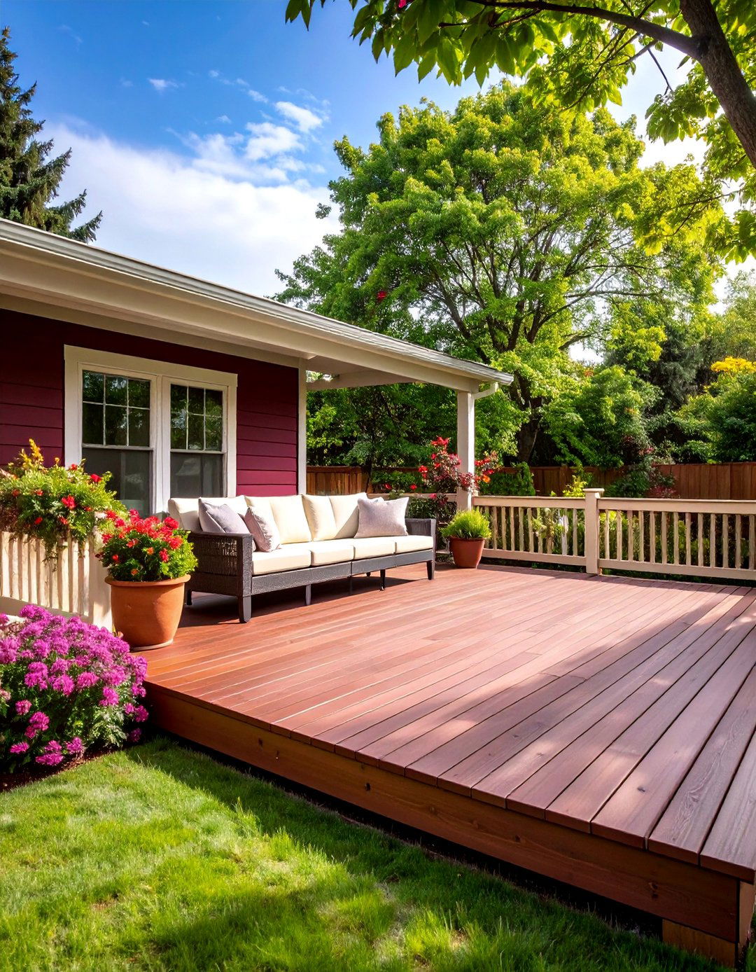 Bold Burgundy and Cream Traditional Deck - 25 Two Tone Deck Color Schemes