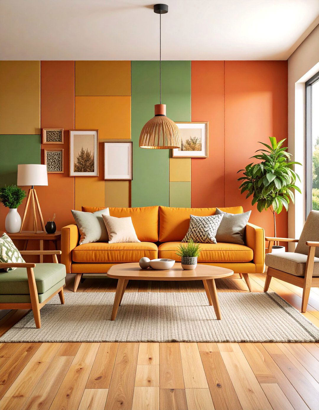 Bold Color Block Rectangles Geometric Accent Wall - 25 Geometric Accent Wall Ideas