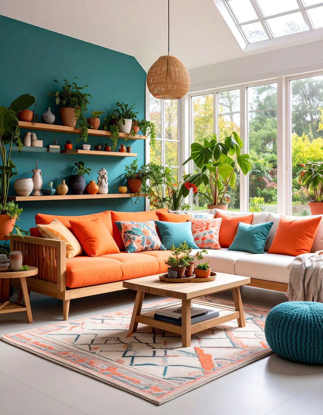 Bold Color Blocked Accent Wall Design - 25 Mid-century Modern Sunroom Ideas