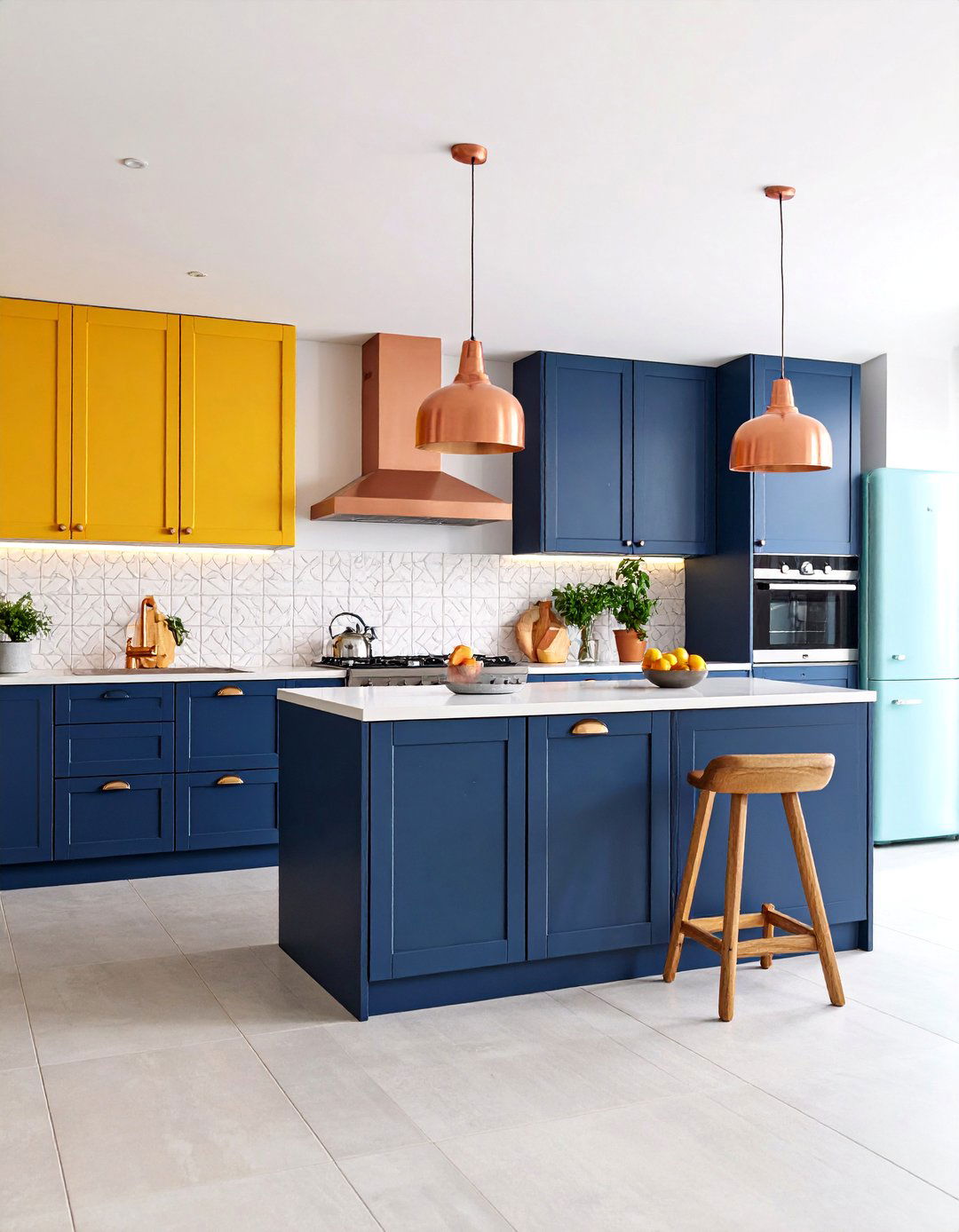 Bold Color Combination Eclectic Kitchen with Vibrant Contrasts - 25 Eclectic Kitchen Ideas
