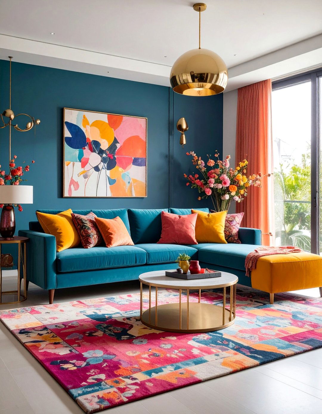 Bold Color Statement Condo Living Room - 25 Condo Living Room Ideas